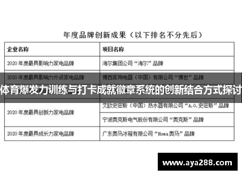 体育爆发力训练与打卡成就徽章系统的创新结合方式探讨